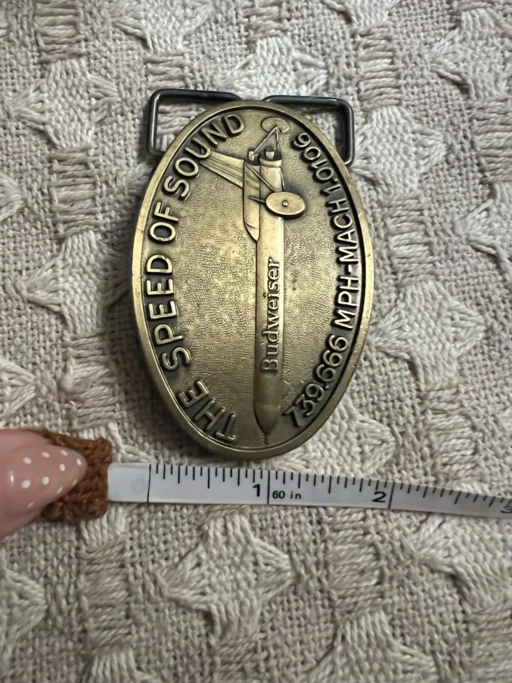 BUDWEISER Vintage 1979‎ Speed of Sound Race Car Record Setting Brass Belt Buckle